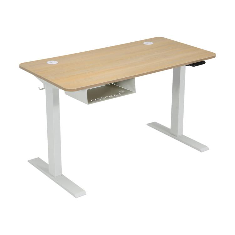 Office Desks |  48-Inch Electric Standing Adjustable Desk with Control Panel and USB Port Beige Home Office Beige