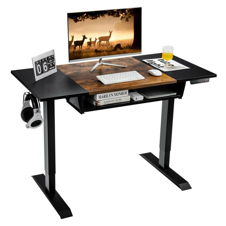 Office Desks |  48 Inch Standing Desk with Keyboard Tray Rustic Brown Home Office Office Desks