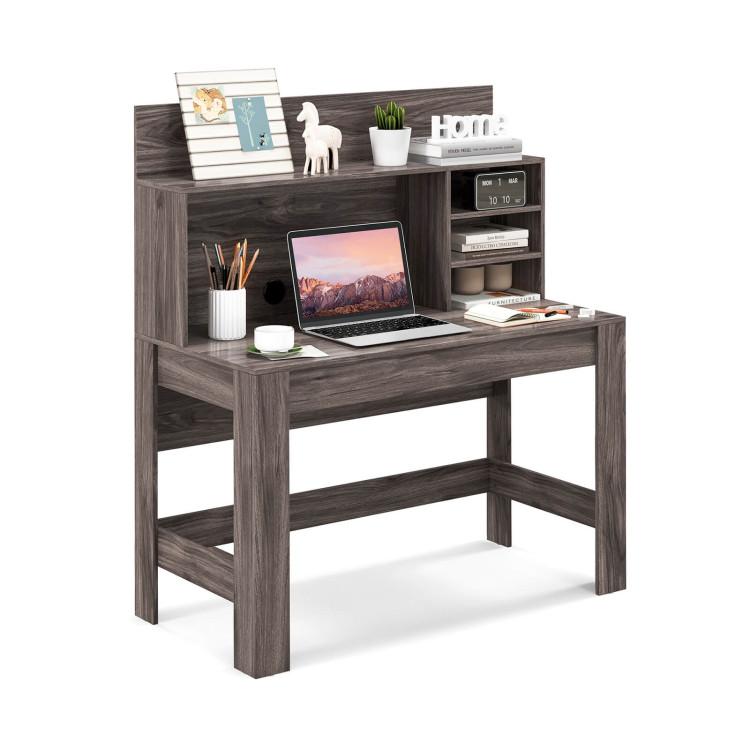 Office Desks |  48 Inch Writing Computer Desk with Anti-Tipping Kits and Cable Management Hole Rustic Brown Home Office Office Desks