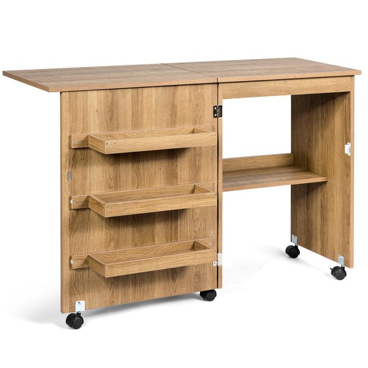 Office Desks |  Folding Sewing Craft Table Shelf Storage Cabinet Home Furniture Natural Home Office Natural