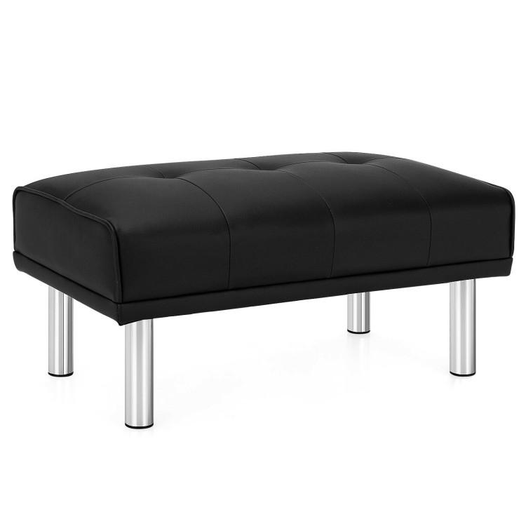 Ottomans |  Rectangle Tufted Ottoman with Stainless Steel Legs for Living Room Black Living Room Black