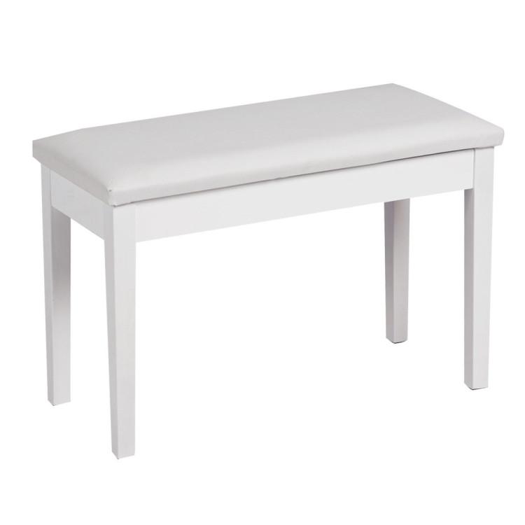 Ottomans |  Solid Wood PU Leather Padded Piano Bench Keyboard Seat White Living Room Ottomans