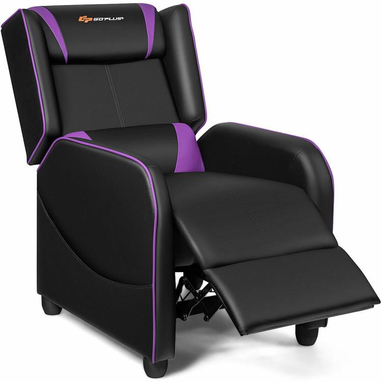 Recliners |  Adjustable Modern Gaming Recliner Chair with Massage Function and Footrest Purple Living Room Purple