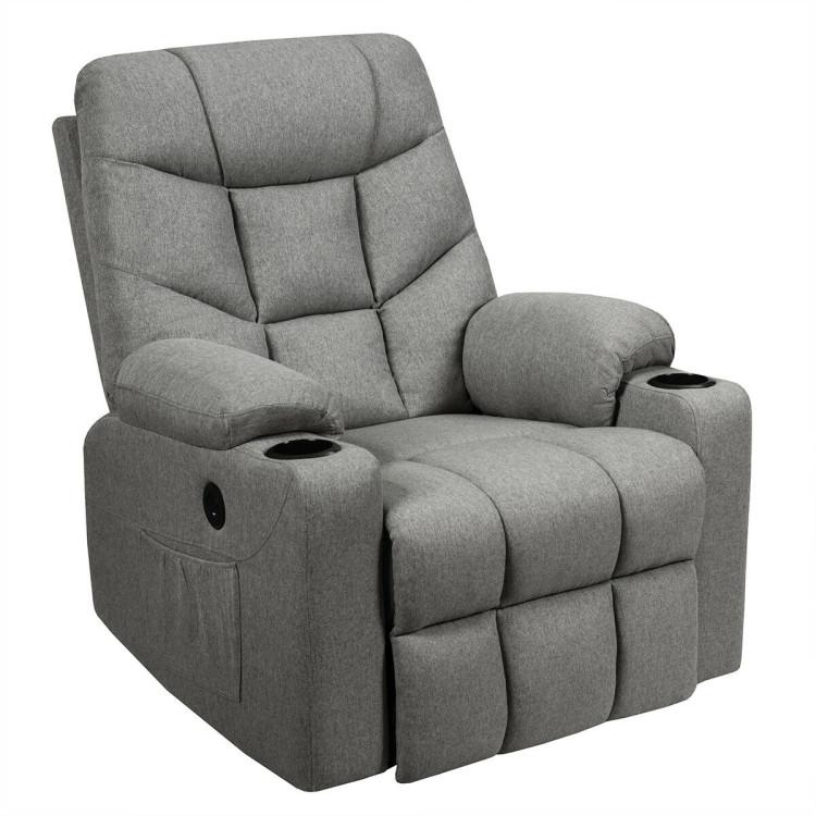 Recliners |  Electric Power Lift Massage Recliner Sofa with 8 Point Massage and Lumbar Heat Light Gray Living Room Light Gray