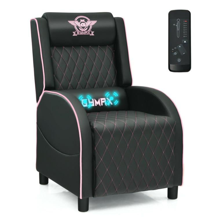 Recliners |  Massage Gaming Recliner Chair with Headrest and Adjustable Backrest for Home Theater Pink Living Room Pink