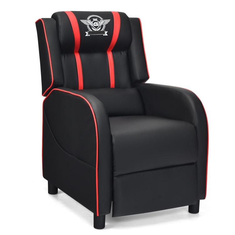 Recliners |  Massage Gaming Recliner PU Leather Chair with Footrest Red Living Room Recliners