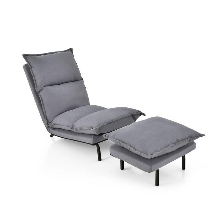 Recliners |  Modern Armless Accent Chair with Ottoman for Living Room Gray Living Room Gray