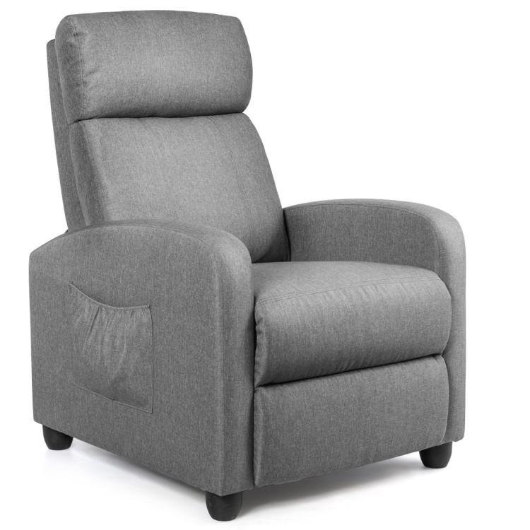 Recliners |  Recliner Massage Wingback Single Chair with Side Pocket Gray Living Room Gray