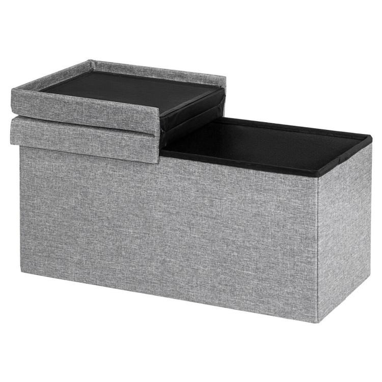 Shoe Racks & Storage Benches |  30 Inch Folding Storage Ottoman with Lift Top Light Gray Entrywaym Light Gray