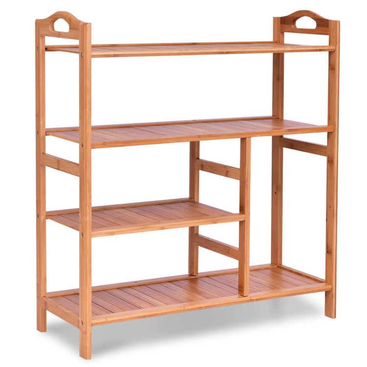 Shoe Racks & Storage Benches |  4 Tiers Multifunction Bamboo Storage Shoe Rack for Entryway Hallway Wood Color Entrywaym Shoe Racks & Storage Benches