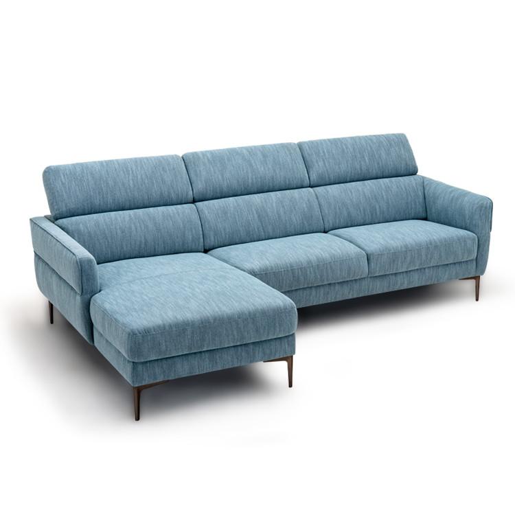 Sofas & Loveseats |  105 Inch L-Shaped Sofa Couch with 3 Adjustable Headrests Blue Living Room Blue