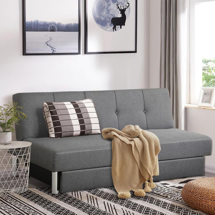 Sofas & Loveseats |  3-Seat Convertible Sofa Bed with 2 Large Drawers and 3 Adjustable Angles Grey Living Room Grey