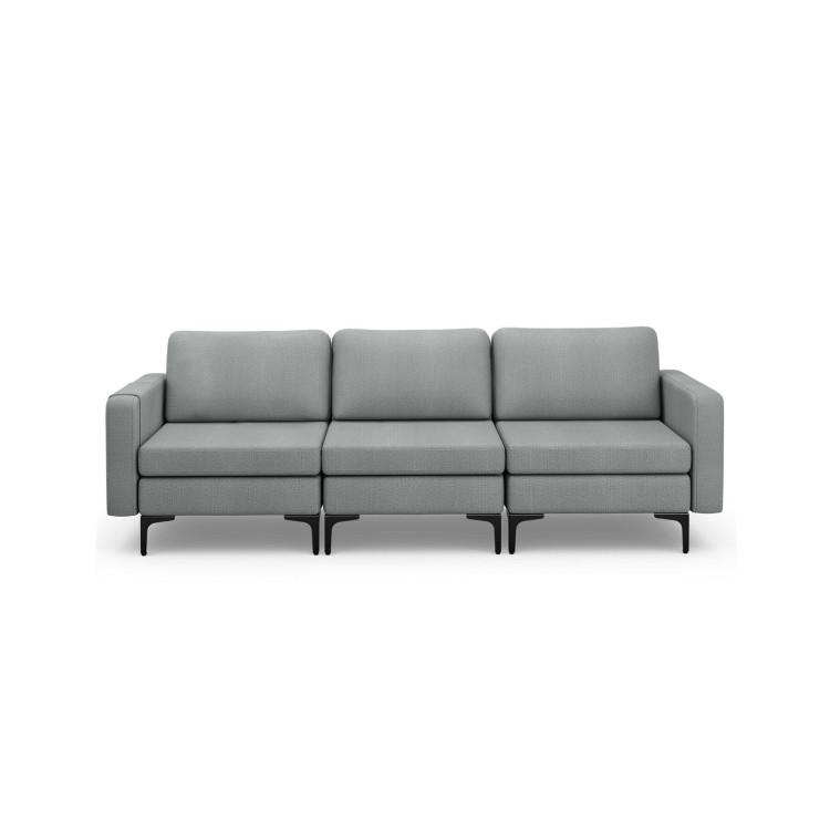 Sofas & Loveseats |  Convertible Leather Sofa Couch with Magazine Pockets 3-Seat with 2 USB Port Dark Gray Living Room Dark Gray