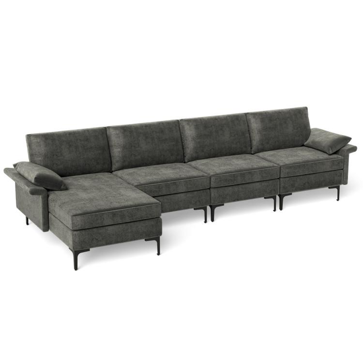 Sofas & Loveseats |  Extra Large L-shaped Sectional Sofa with Reversible Chaise Gray Living Room Gray