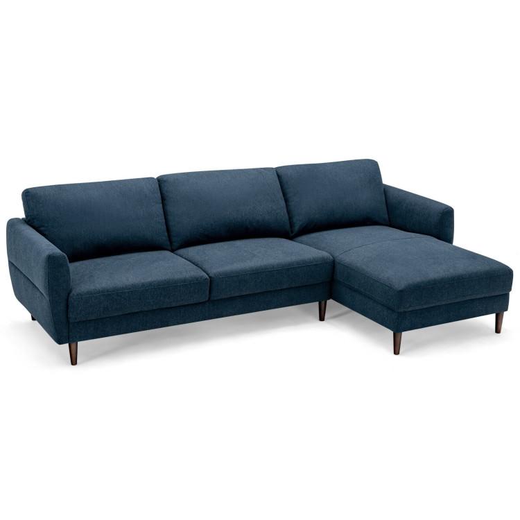 Sofas & Loveseats |  L-Shaped Fabric Sectional Sofa with Chaise Lounge and Solid Wood Legs Navy Living Room Navy