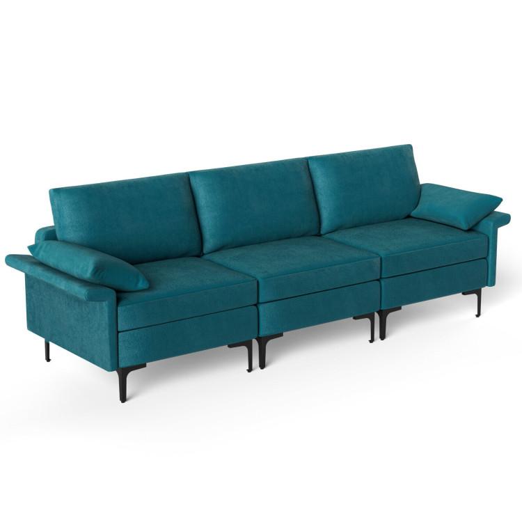 Sofas & Loveseats |  Large 3-Seat Sofa Sectional with Metal Legs for 3-4 people Peacock Blue Living Room Peacock Blue