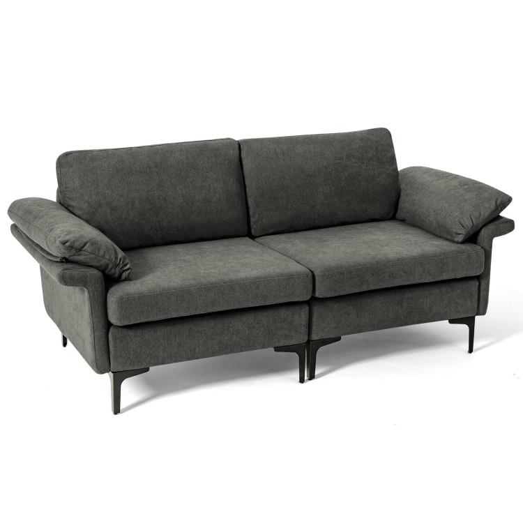 Sofas & Loveseats |  Modern Fabric Loveseat Sofa for with Metal Legs and Armrest Pillows Gray Living Room Gray