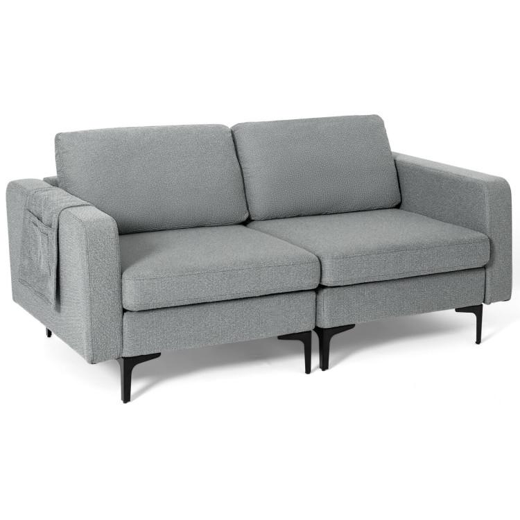 Sofas & Loveseats |  Modern Loveseat Sofa Couch with Side Storage Pocket Gray Living Room Gray