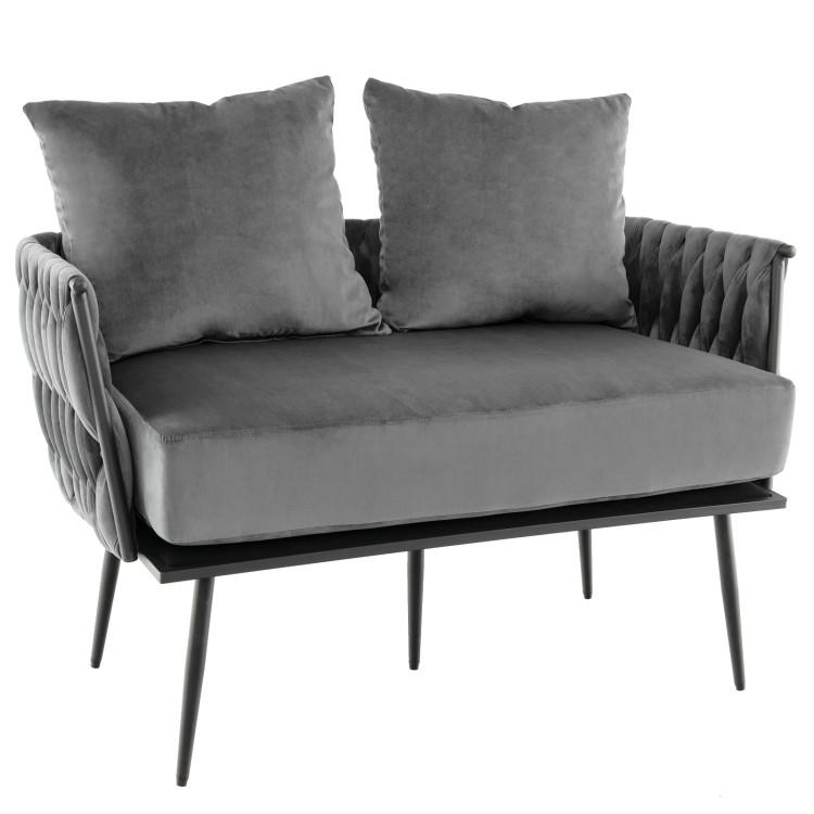 Sofas & Loveseats |  Modern Loveseat Sofa Upholstered Dutch Velvet Sofa Couch Gray Living Room Gray