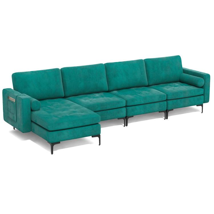 Sofas & Loveseats |  Modular L-shaped 4-Seat Sectional Sofa with Reversible Chaise Teal Living Room Sofas & Loveseats