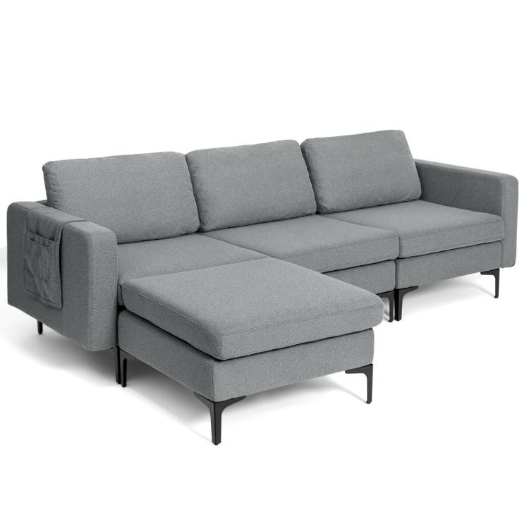 Sofas & Loveseats |  Modular L-shaped Sectional Sofa with Reversible Chaise and 2 USB Ports Dark Gray Living Room Dark Gray