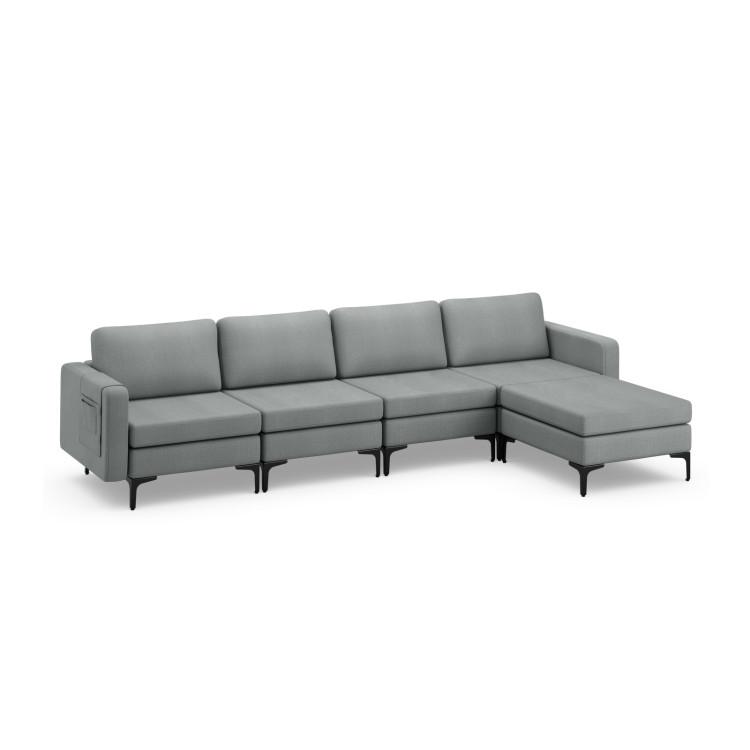 Sofas & Loveseats |  Modular L-shaped Sectional Sofa with Reversible Ottoman and 2 USB Ports Gray Living Room Gray