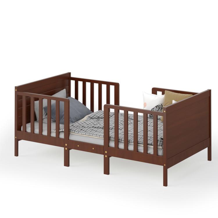 Toddler & Kids Room |  2-in-1 Convertible Toddler Bed with Guardrails Brown Furniture Brown