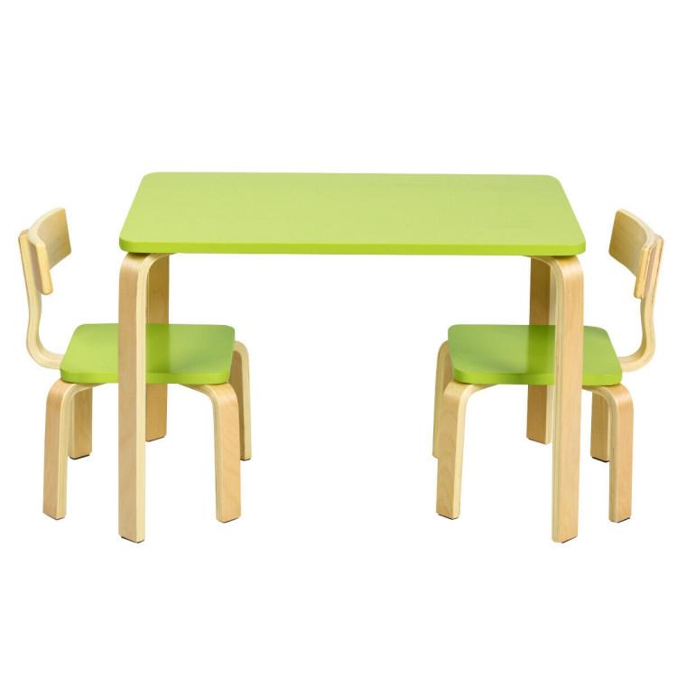 Toddler & Kids Room |  3 Piece Kids Wooden Activity Table and 2 Chairs Set Green Furniture Green