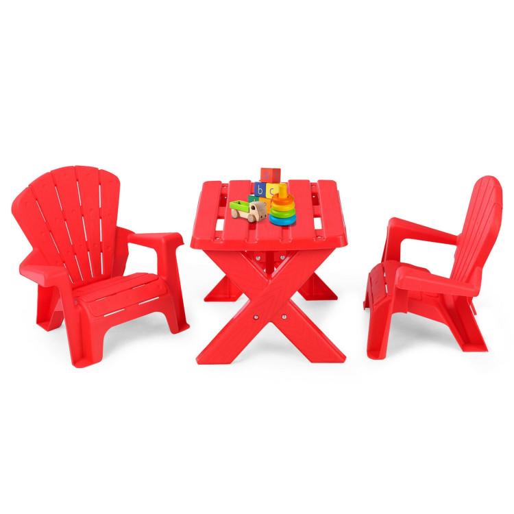 Toddler & Kids Room |  3-Piece Plastic Children’s Play Table Chair Set Red Furniture Red