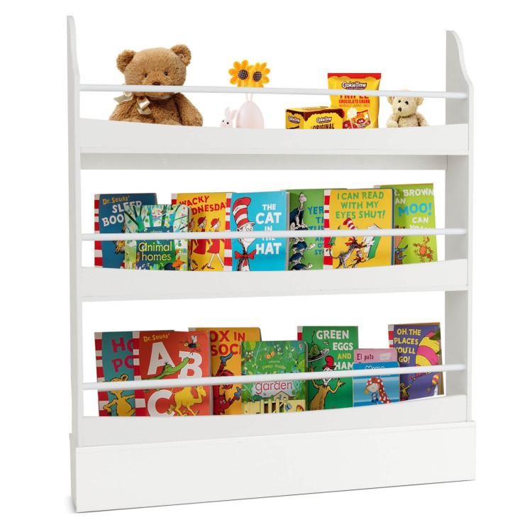 Toddler & Kids Room |  3-Tier Bookshelf with 2 Anti-Tipping Kits for Books and Magazines White Furniture Toddler & Kids Room