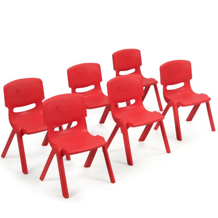 Toddler & Kids Room |  6-pack Kids Plastic Stackable Classroom Chairs Red Furniture Red