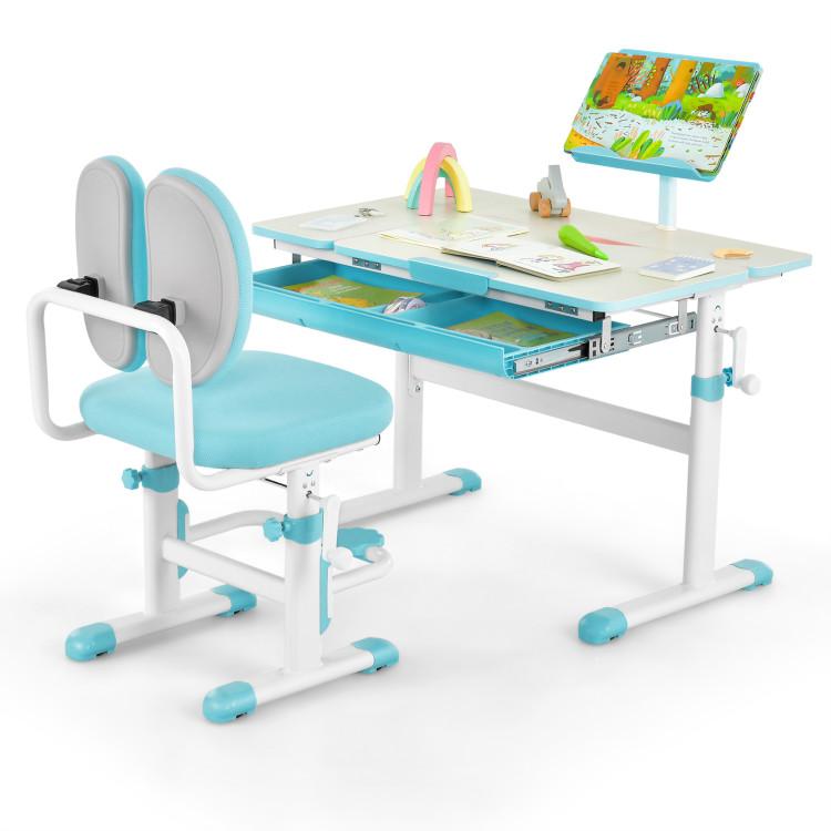 Toddler & Kids Room |  Height-Adjustable Kid’s Study Desk and Chair Set Blue Furniture Blue