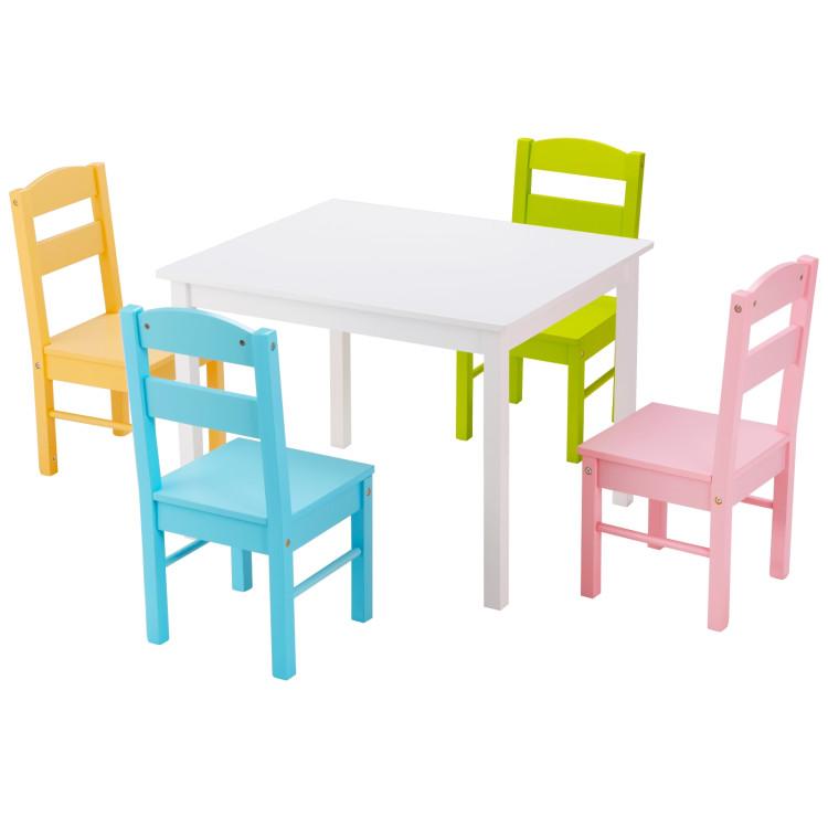 Toddler & Kids Room |  Kids 5 Pieces Table and Chair Set Wooden Children Activity Playroom Furniture Gift Multicolor Furniture Multicolor