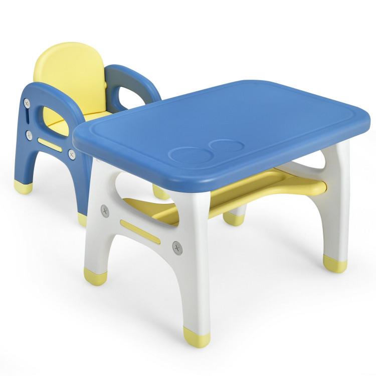 Toddler & Kids Room |  Kids Activity Table and Chair Set with Montessori Toys for Preschool and Kindergarten Blue Furniture Blue