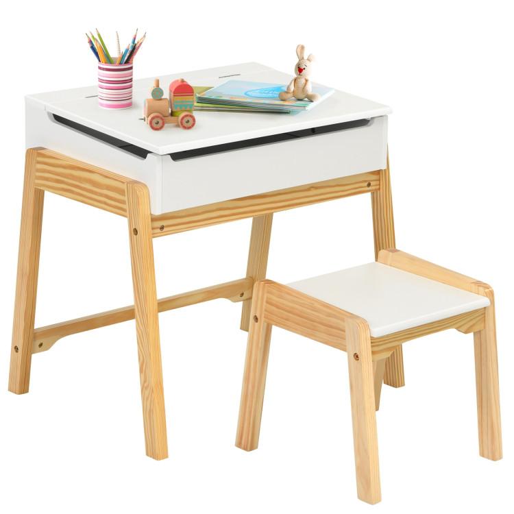 Toddler & Kids Room |  Kids Activity Table and Chair Set with Storage Space for Homeschooling White Furniture Toddler & Kids Room