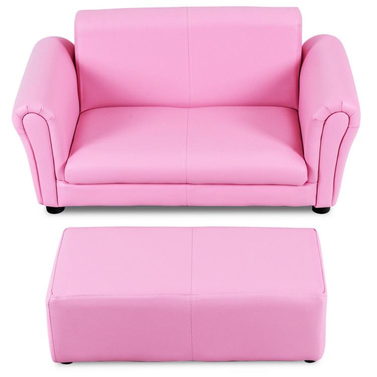 Toddler & Kids Room |  Kid’s Double Couch Lounge sofa with Ottoman Pink Furniture Pink