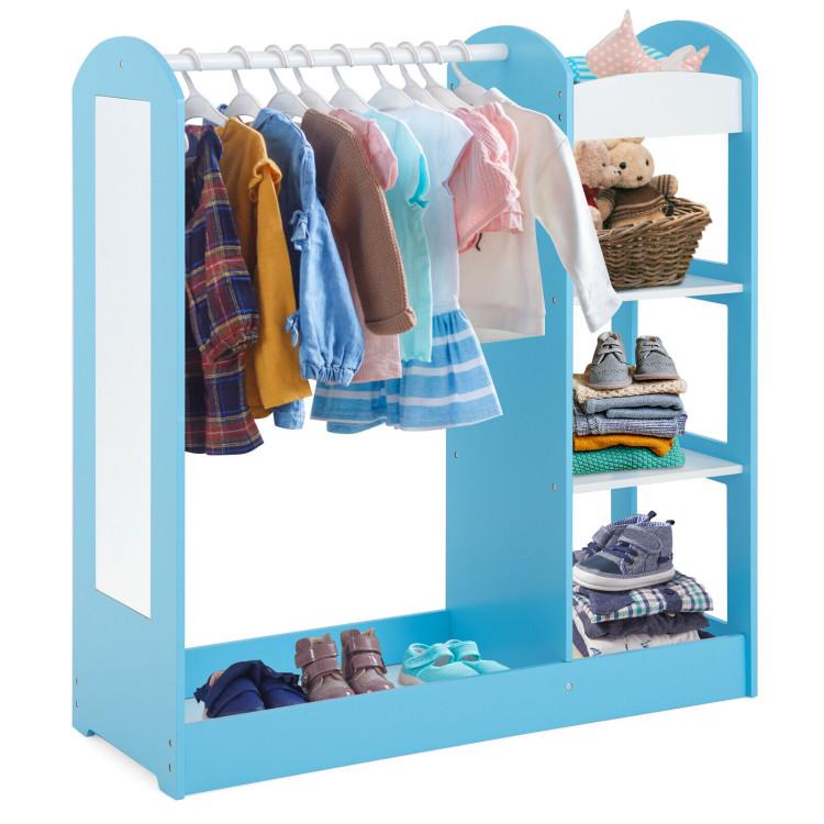 Toddler & Kids Room |  Kids Dress Up Storage with Mirror Blue Furniture Blue