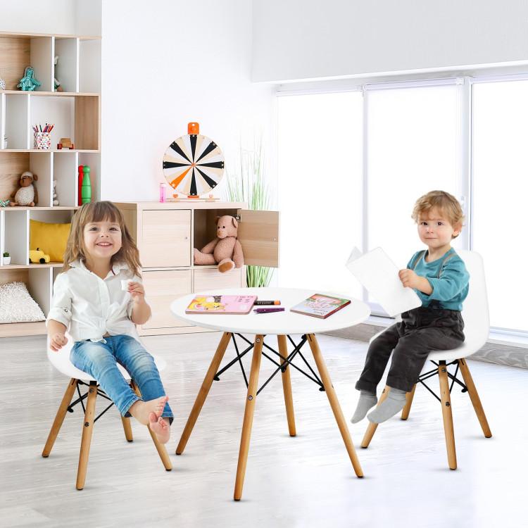 Toddler & Kids Room |  Kid’s Modern Dining Table Set with 2 Armless Chairs White Furniture Toddler & Kids Room