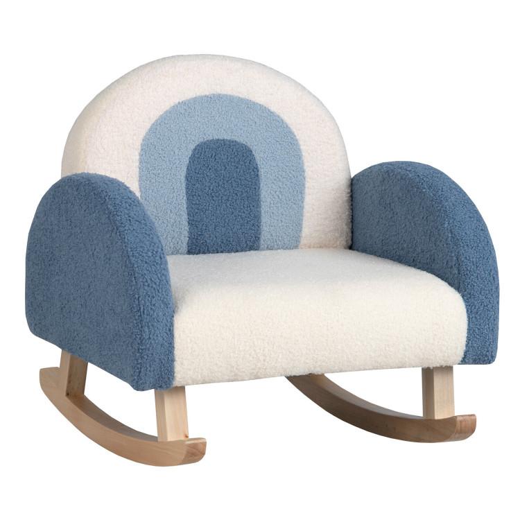 Toddler & Kids Room |  Kids Rocking Chair Children Velvet Upholstered Sofa with Solid Wood Legs Blue Furniture Blue