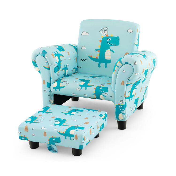 Toddler & Kids Room |  Kids Single Sofa with Cute Patterns, Ergonomic Backrest and Armrests Blue Furniture Blue