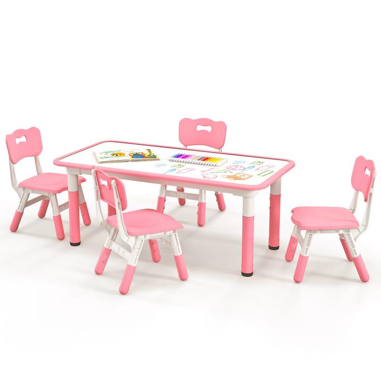 Toddler & Kids Room |  Kids Table and Chairs Set for 4 with Graffiti Desktop Pink Furniture Pink