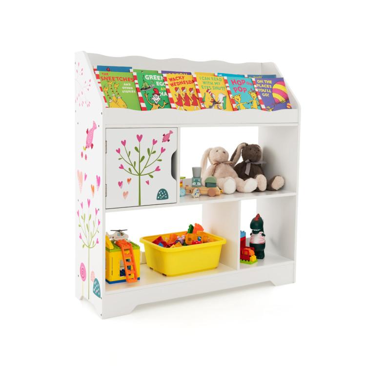 Toddler & Kids Room |  Kids Toy Storage Organizer with Book Shelf and Storage Cabinet White Furniture Toddler & Kids Room