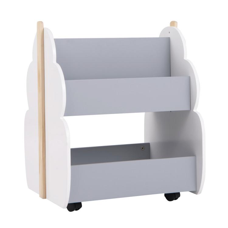 Toddler & Kids Room |  Kids Wooden Bookshelf with Universal Wheels Gray Furniture Gray