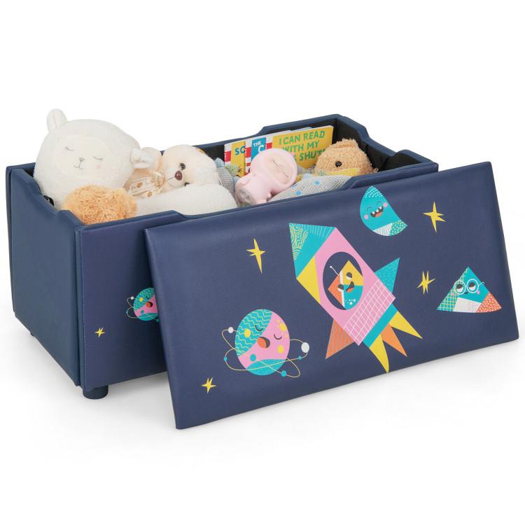 Toddler & Kids Room |  Kids Wooden Upholstered Toy Storage Box with Removable Lid Navy Furniture Navy