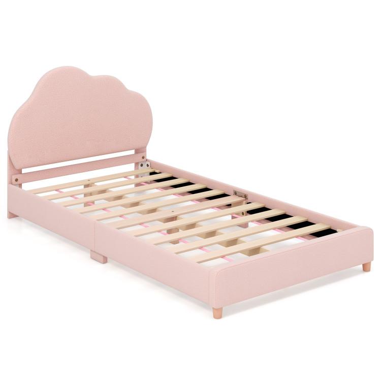 Toddler & Kids Room |  Twin Bed Frame with Height-Adjustable Headboard and Sturdy Wooden Slats Gradient Pink Furniture Gradient Pink