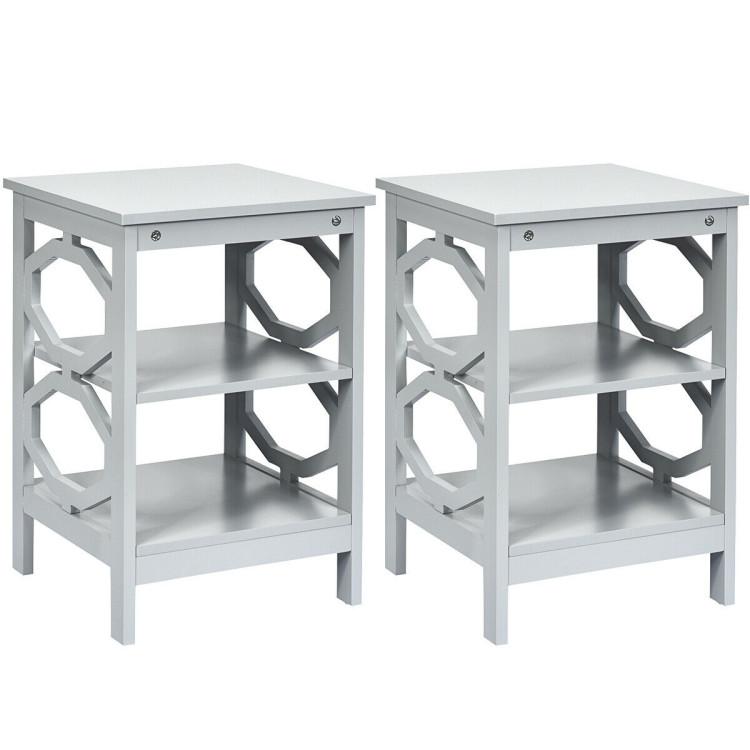 End & Side Tables |  2 Pieces 3-Tier End Table with Stable Structure for Living Room Gray End & Side Tables End & Side Tables