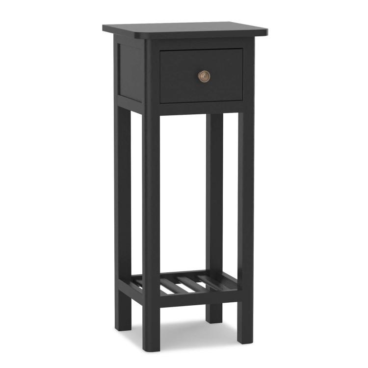 End & Side Tables |  2 Tier Slim Nightstand Bedside Table with Drawer Shelf Black End & Side Tables Black