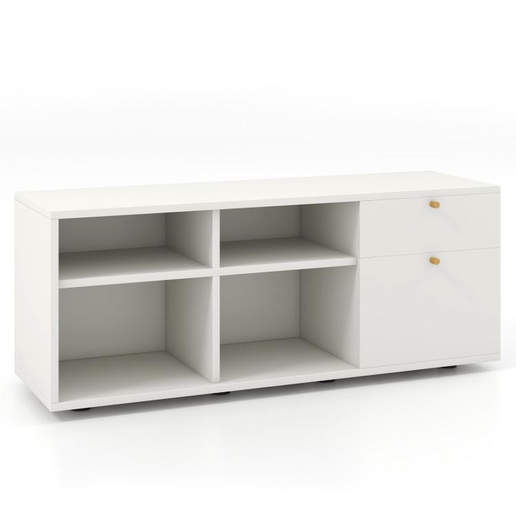 Entertainment Centers & TV Stands |  Storage Cabinet TV Console Cabinet with 2 Drawers and 4 Cubes for Entryway Living Room White Entertainment Centers & TV Stands Entertainment Centers & TV Stands