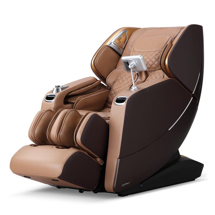 Massage Chairs |  SL Track 3D Full Body Massage Chair Zero Gravity Electric Shiatsu Massage Recliner with Airbags Brown Living Room Brown