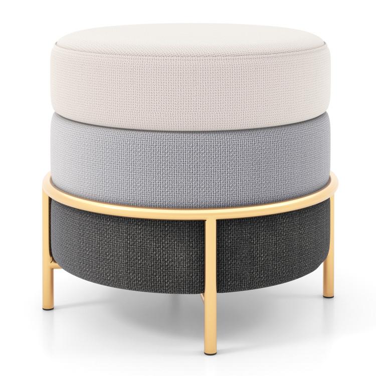 Ottomans |  Upholstered Linen Fabric Ottoman with Gold Metal Legs and Anti-slip Foot Pads Gray Living Room Gray